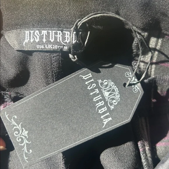 Disturbia Gambit Spliced Check Goth Tapered Trousers Size 6 NWT - Picture 10 of 12